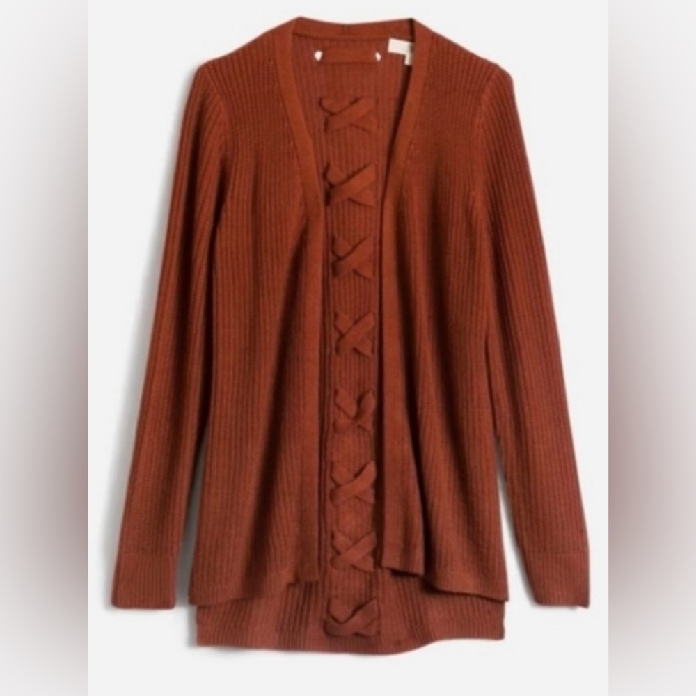 NWT Pinque Jamelya Back Detail Criss Cross Cardigan in Artisan Rust - Size S